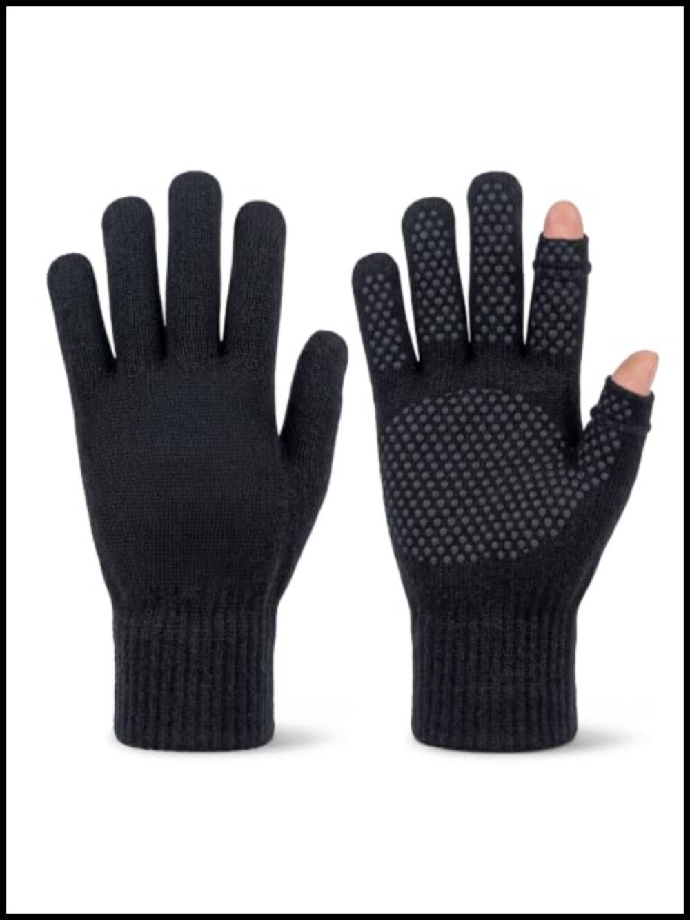 Wool Blend Fingerless Gloves Retractable Index Thumb Hiking Photography